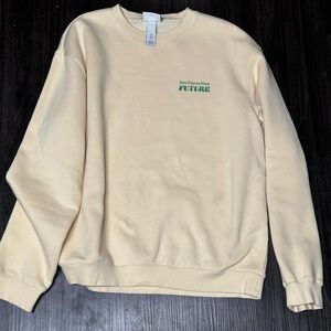 (M) H&M Cream yellow "Future" Graphic Crewneck Sweatshirt